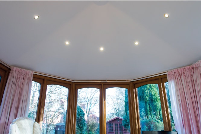Conservatory solid roof with LED spot lights